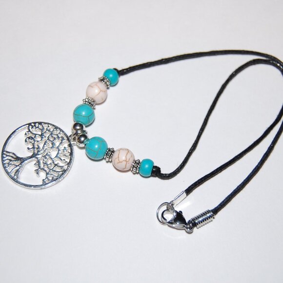 Tree of Life Necklace,Tree Stone Beaded Necklace,Tree of Life Cord Necklace - Picture 2 of 3